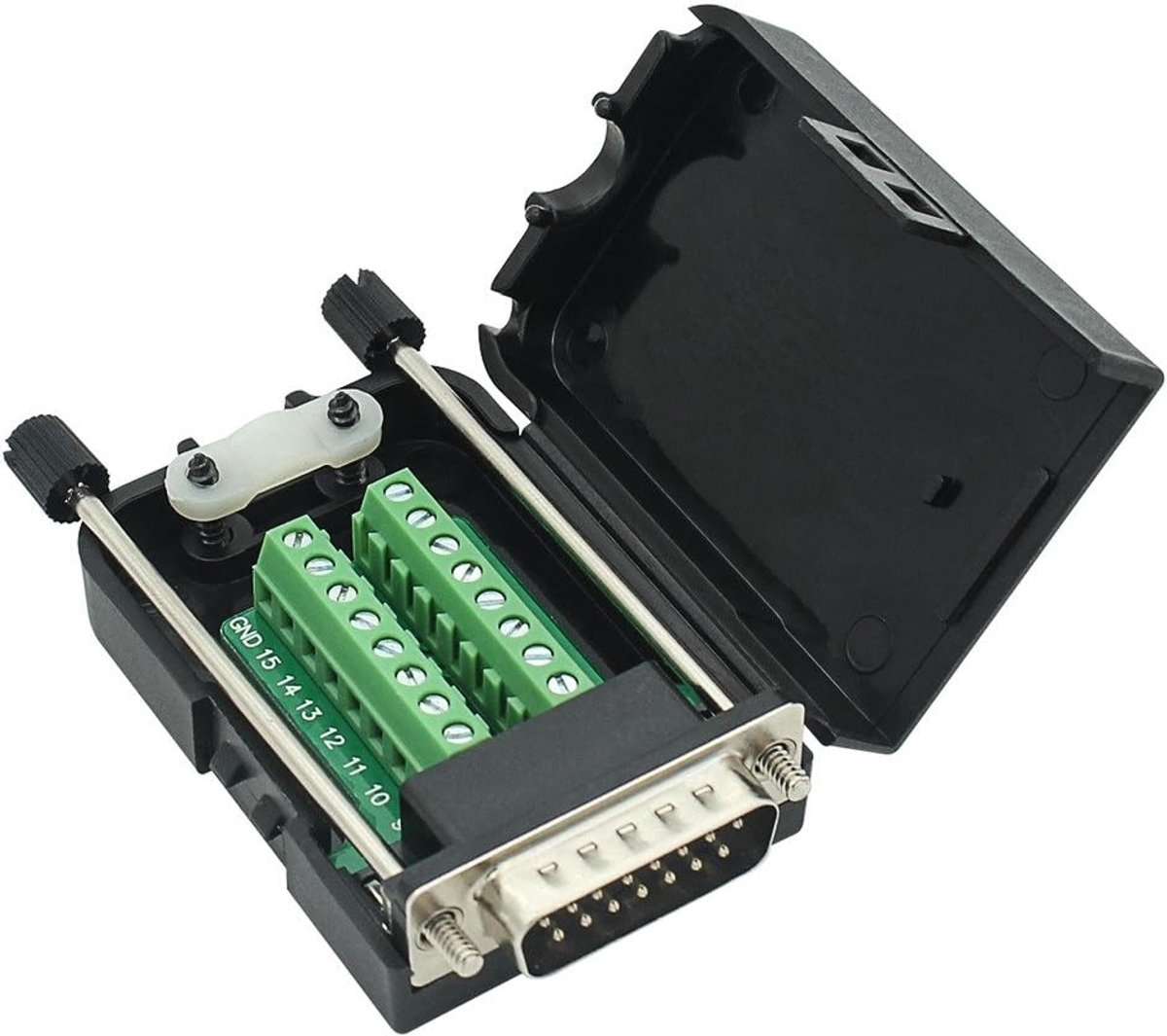 breakout Connector Mannelijke Adapter 15-pins Poort Adapter naar Terminal Connector Signaal Module Met case (Mannelijke Connector, Schroef Met geval)
