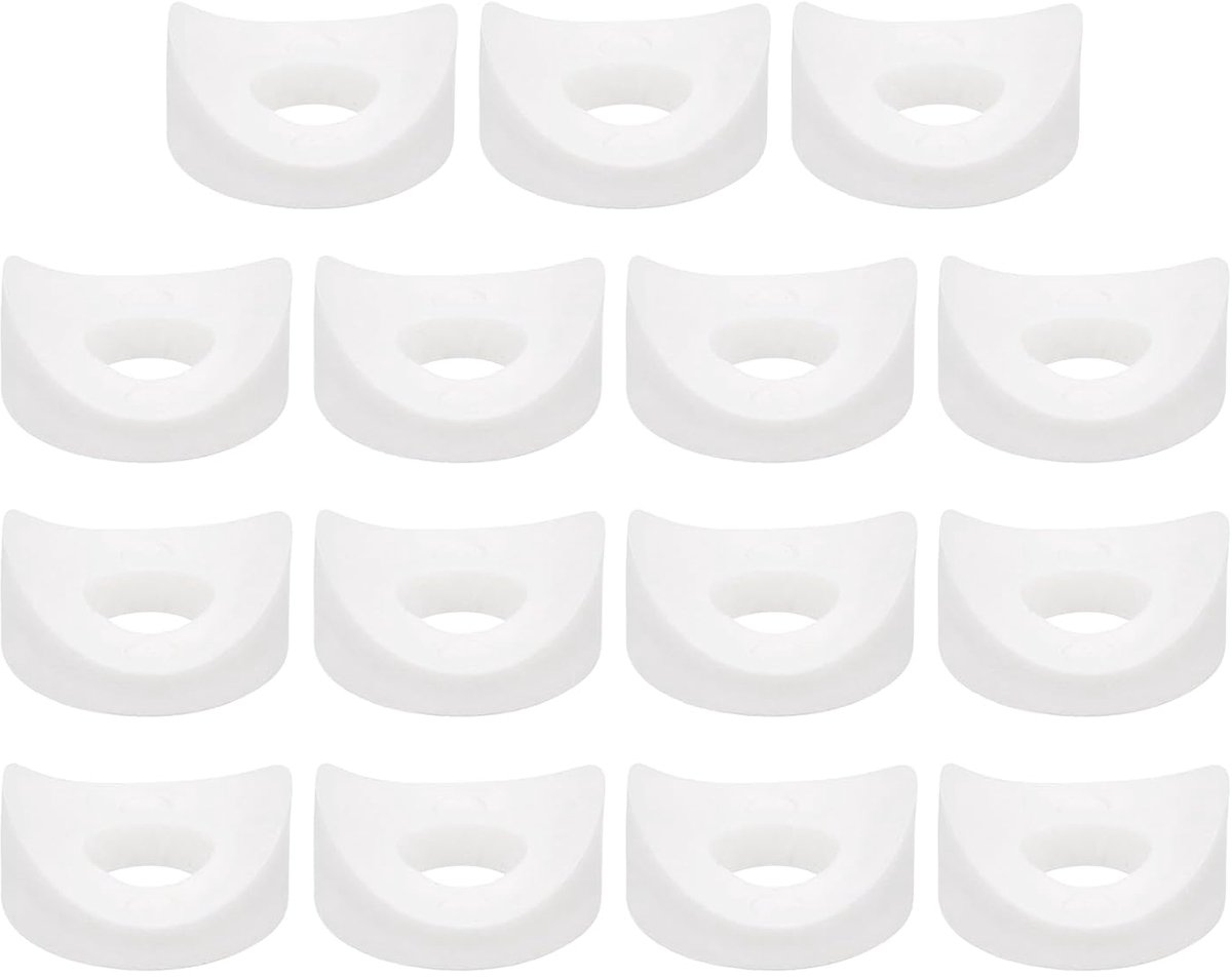 50 stuks ronde sluitringen van kunststof, 6 mm x 16 mm x 3 mm, wit, concave sluitringen van PE, afstandhouders voor bevestiging van ronde buizen