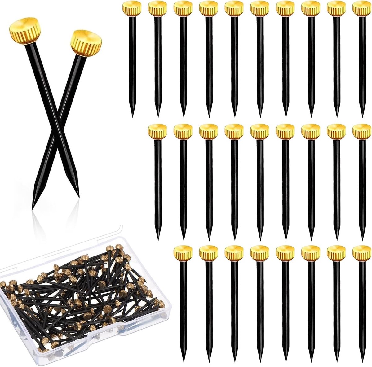 100 Stuks 25 MM Fotospijkers Messing Kop Ophangen Stalen Spijkers Kleine Nagels Wandnagels Stalen Spijkers Voor Fotolijst Hangende Houtbewerking Wandmontage Zwart