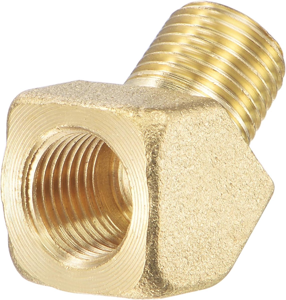 sourcing map Messing slangschroefverbinding elleboog 45 graden hoek slangaansluiting adapter 1/8 buitendraad tot binnendraad