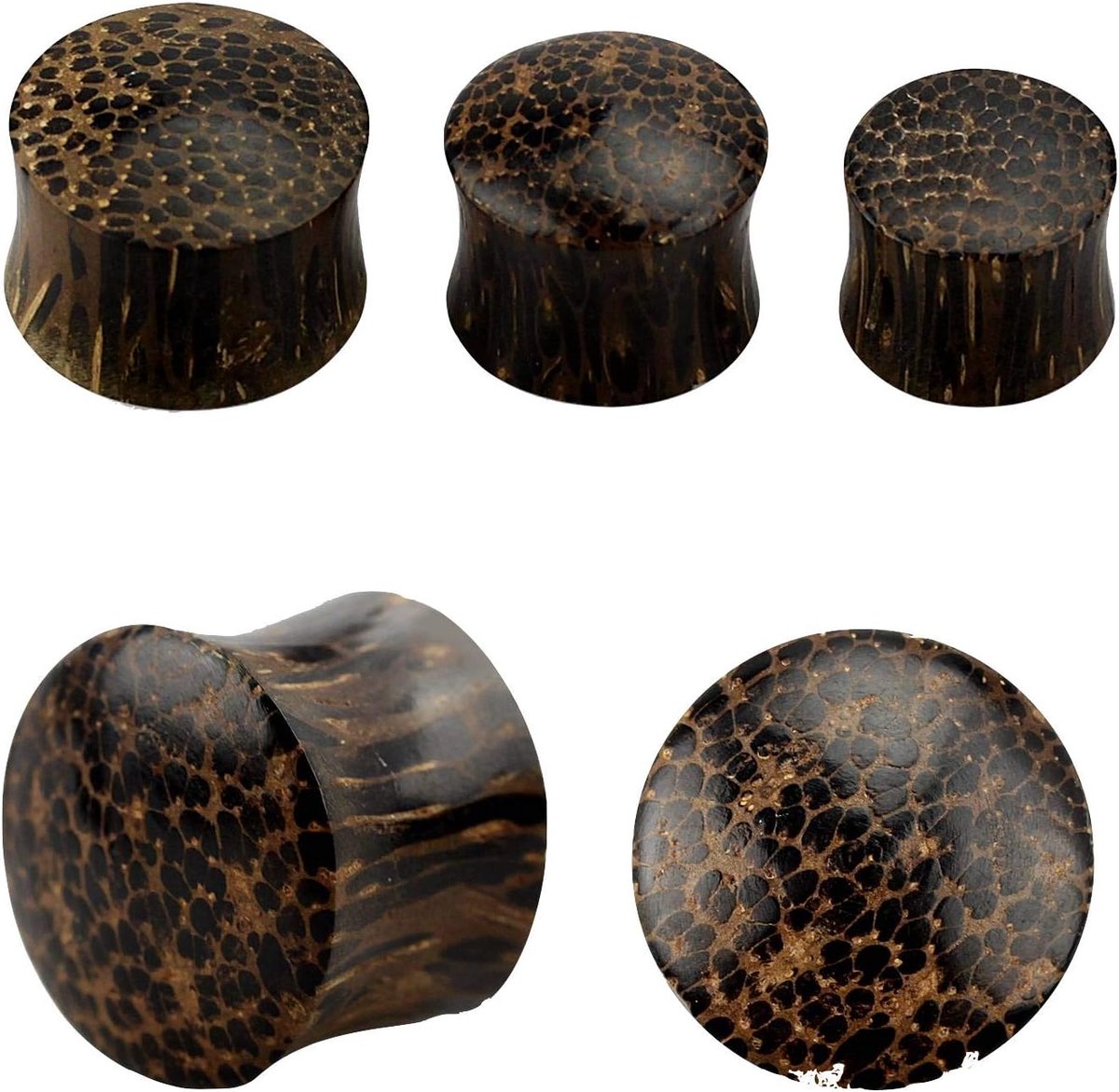 Plugs Palmen hout Double Flared set van 2 piercings oorstretcher oorplug, Hout