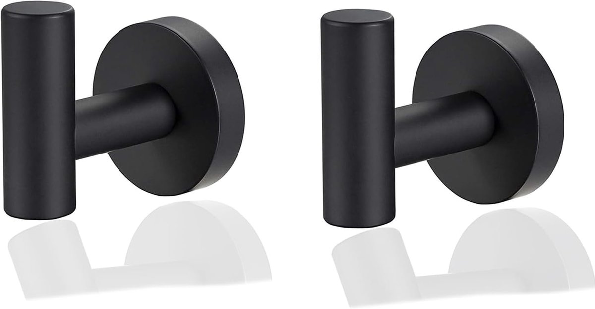2Pcs Zwarte Handdoek Haken Multifunctionele Haak Jas Haak Wandmontage Robe Haak voor Badkamer en Keuken SUS304 Rvs