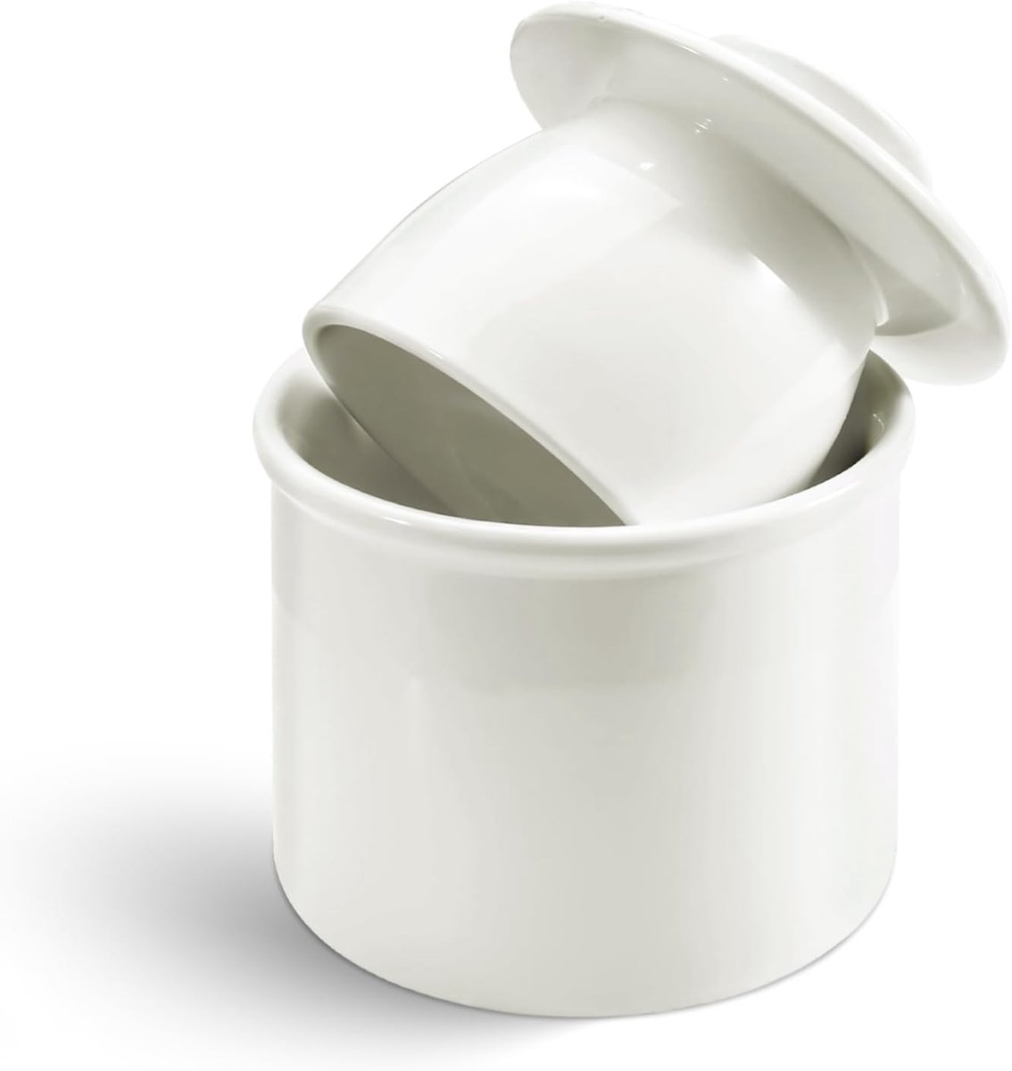 Keramische boterkruk, schattige water verzegelde botercontainer met deksel, vintage Franse smeerbare botervloothouder voor aanrecht keuken decor accessoires maïskolf opslag (wit, A)