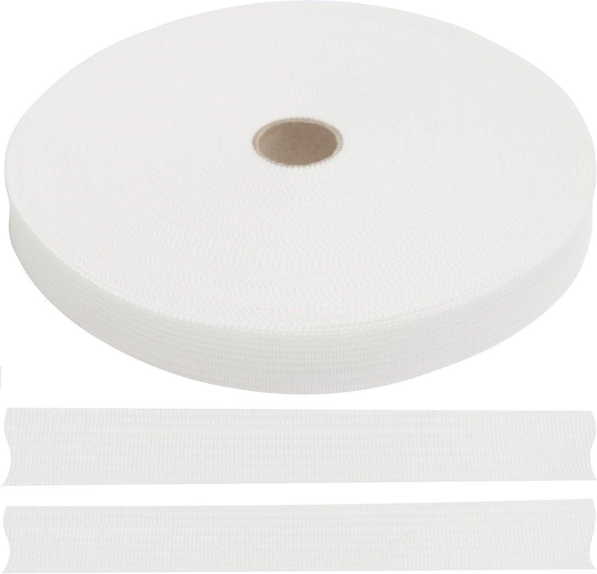 - C77530 - rol ripslint van polyester, 50 meter x 15 mm - kleur wit - kleding kussen dekbedden