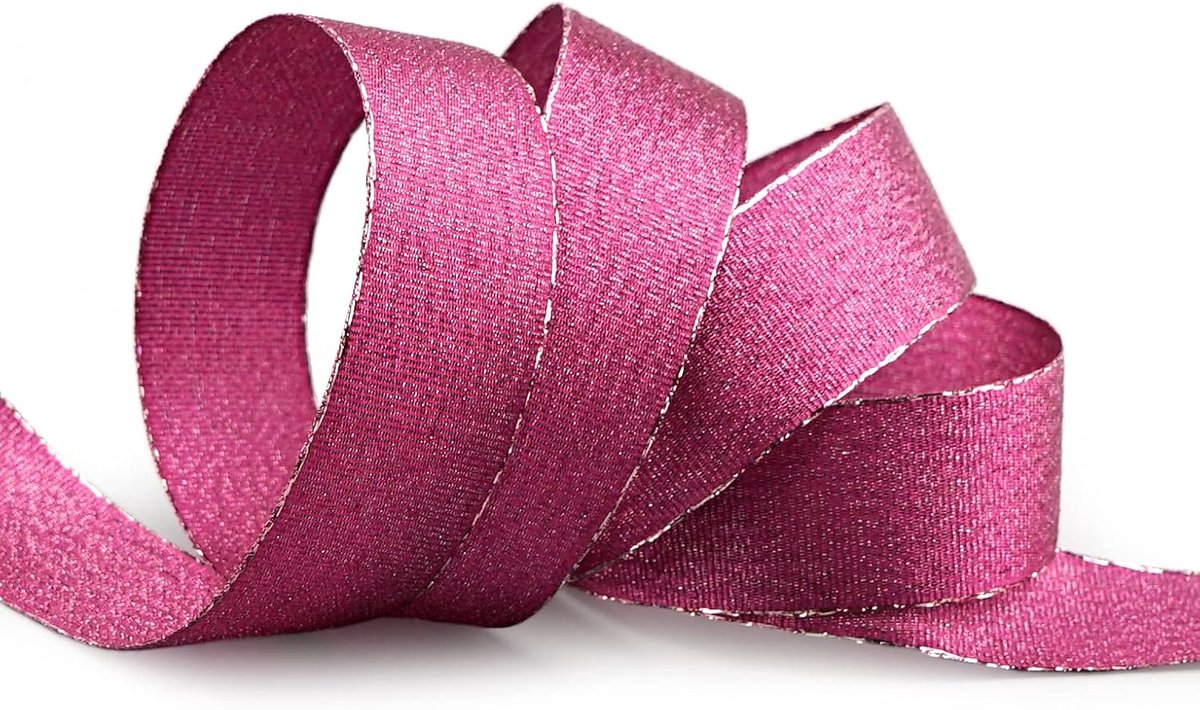 20 m x 25 mm Decoratielint VIENNA BEEREN fuchsia lint metallic cadeaulint glanzend brokaat Lurex bruiloft Kerstmis decoratief lint