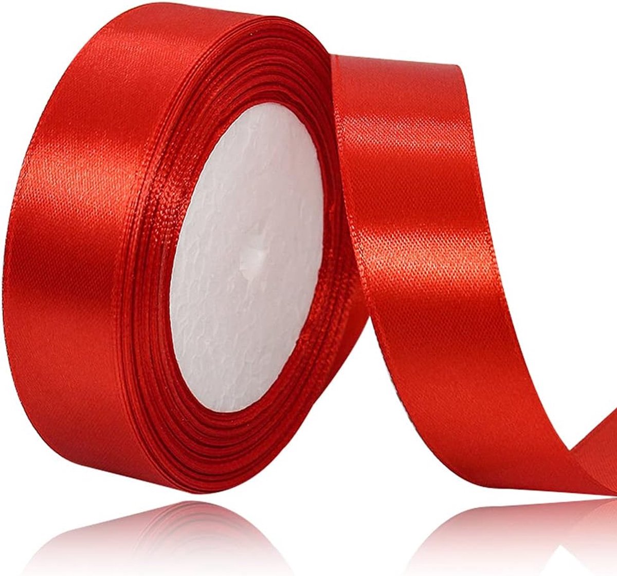 lint rood 25 mm breed, 22 meter lint, cadeaulint voor geschenkverpakkingen, doe-het-zelf handwerk, boeketten, naaiprojecten, strikken maken, verjaardags- en bruiloftsdecoraties