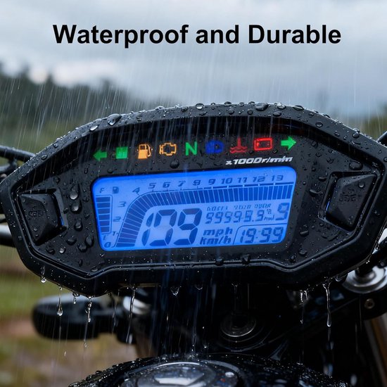 Motorfiets, toerenteller, 13000 RPM, motormeter, LED-achtergrondverlichting, digitale kilometerteller voor 2-4 cilinders, universeel met snelheidssensor — afbeelding 3