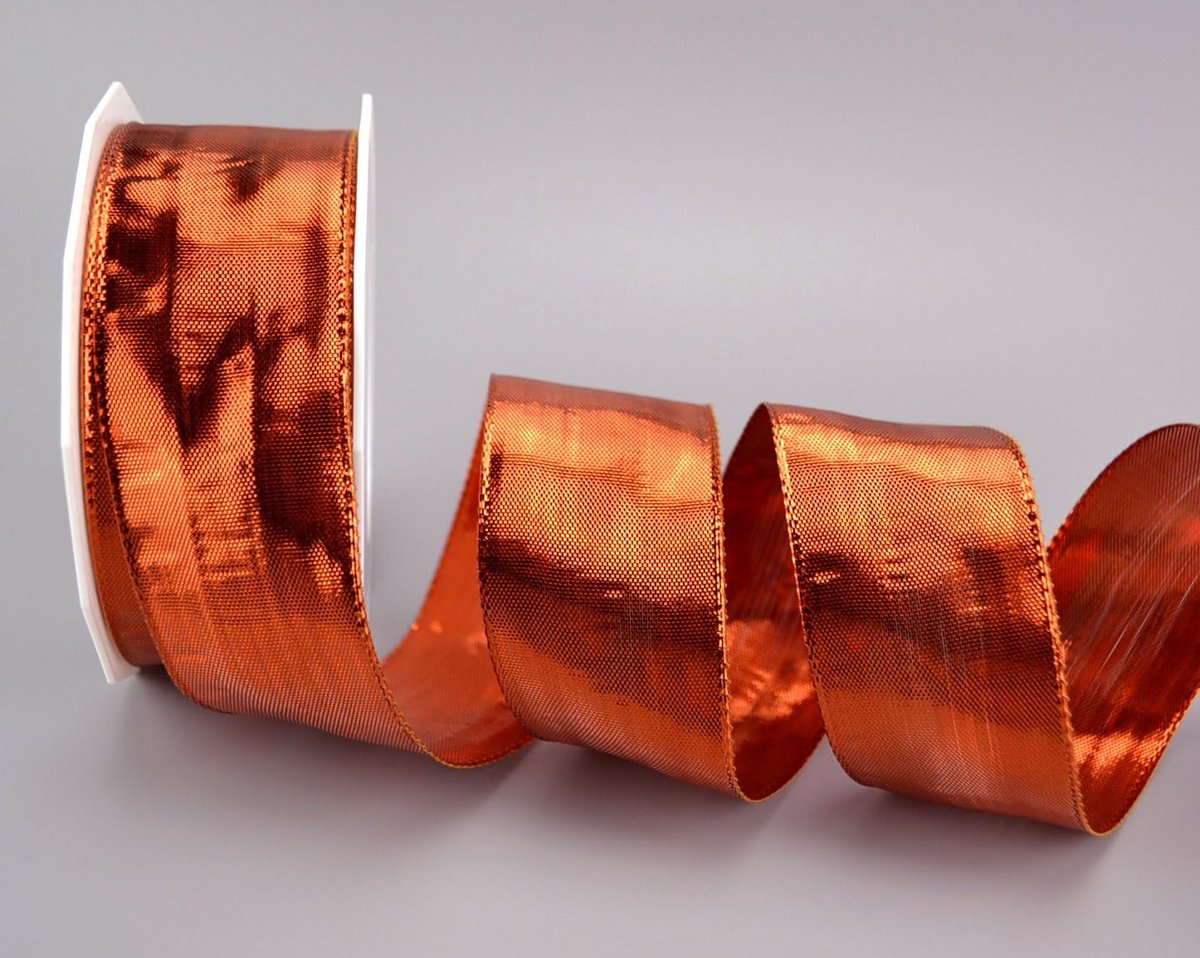 20 m x 40 mm decoratielint Glossy Koper brons glanslint metallic lint met draad glanzend cadeaulint Kerstmis draadrandlint