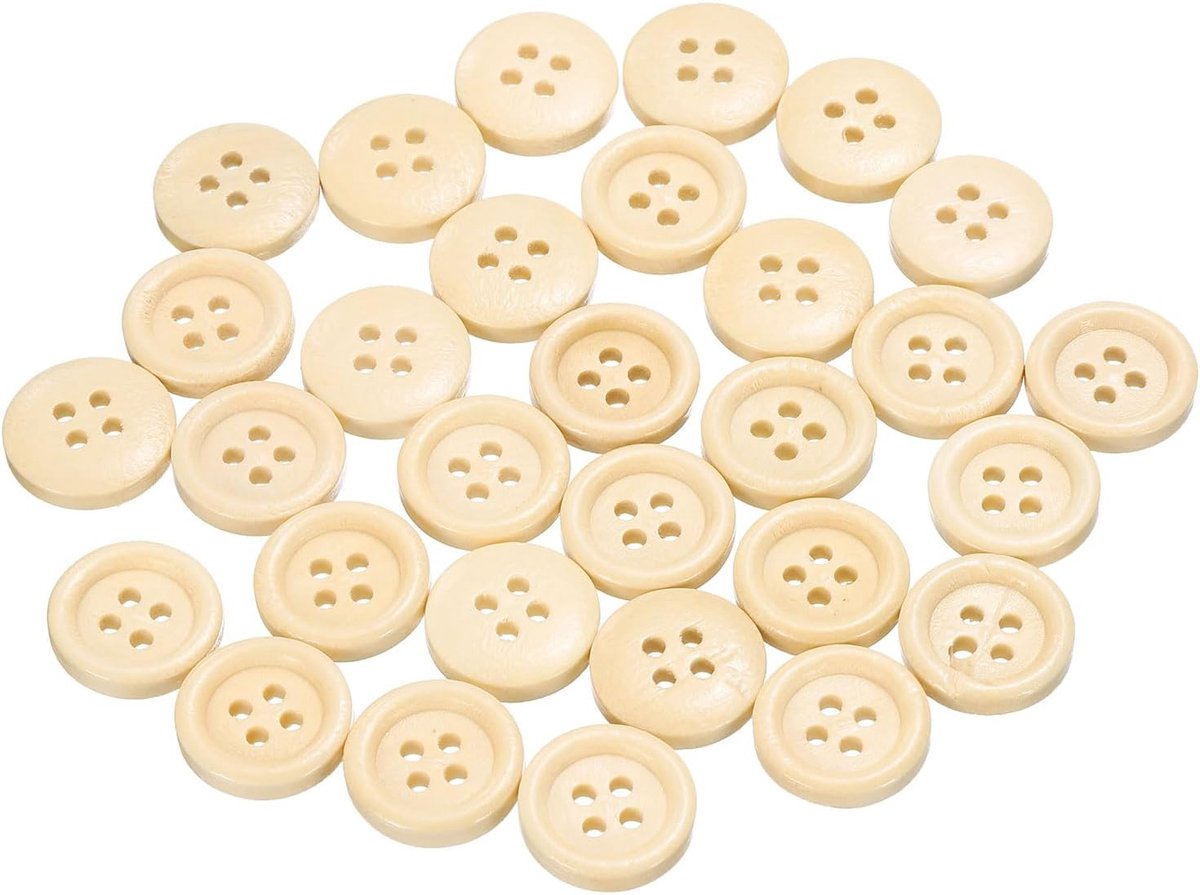 Knopen 5/8" (15mm) 4 gaten ronde knopen van hout vervanging voor kleding DIY handwerk decoratie natuurlijk hout