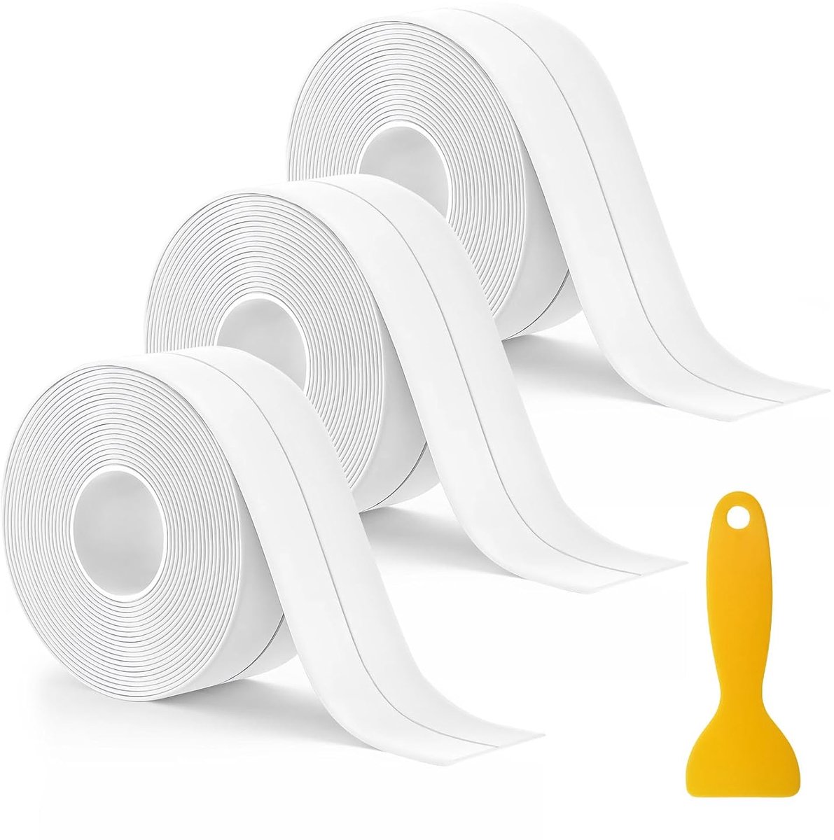 3 rollen zelfklevende afdichtingstape, voegafdichtband, anti-schimmel, pvc-afdichtingstape, zelfklevend, voor keuken, badkamer, toilet, wastafel, wandplafond (3,8 cm x 3,8 m)
