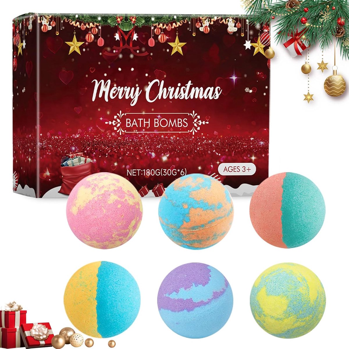 kerstcadeaus voor vrouwen, hydraterende en langdurige geur badbruisballen geschenken voor vrouwen, ontspannende en rustgevende bloemengeur, wellness badadditief