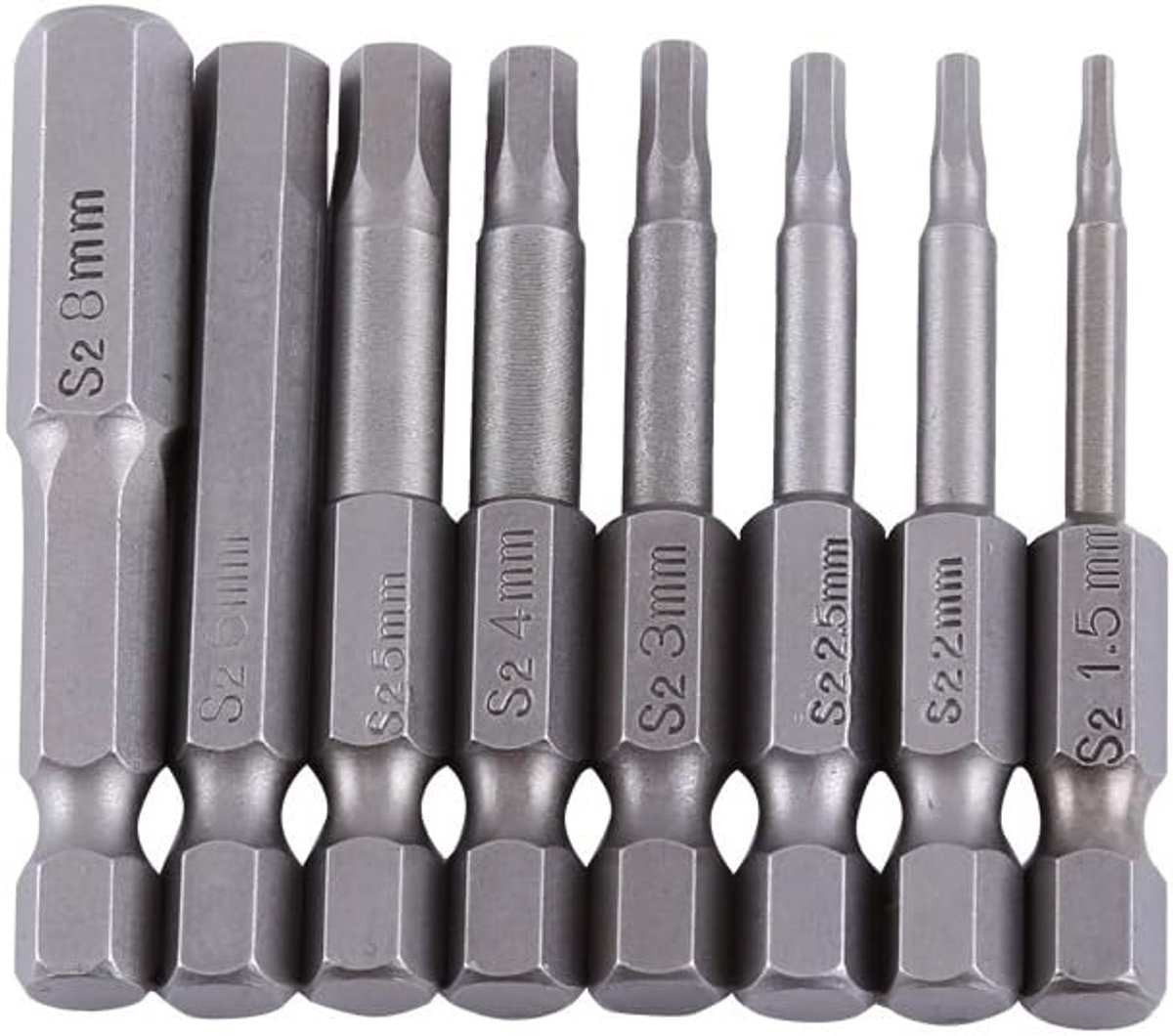 8st S2 Stalen Zeskantige Bitset Bitkopschroevendraaier Bitset met Magnetische 1,5-8 Mm Metrische 1/4 Inch Zeskantschacht 2 Inch Lengte voor Handsleutel Elektrische Boormachines