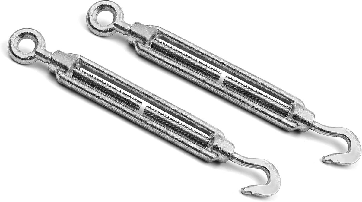 Spanschroeven, M6 x 110 mm, draadspanner, haak/oogje, spanhaken voor draadomheiningen, waslijn, zonnezeil, touw