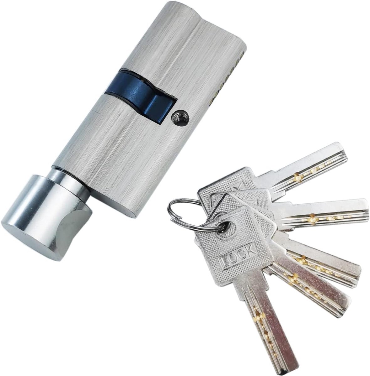 Duimdraai Euro Cilinderslot 40/40 (80 mm), Eurodeurslot met 5 sleutels, anti-botsing en anti-pick slot met hoge veiligheid voor houten, UPVC en composiet deuren