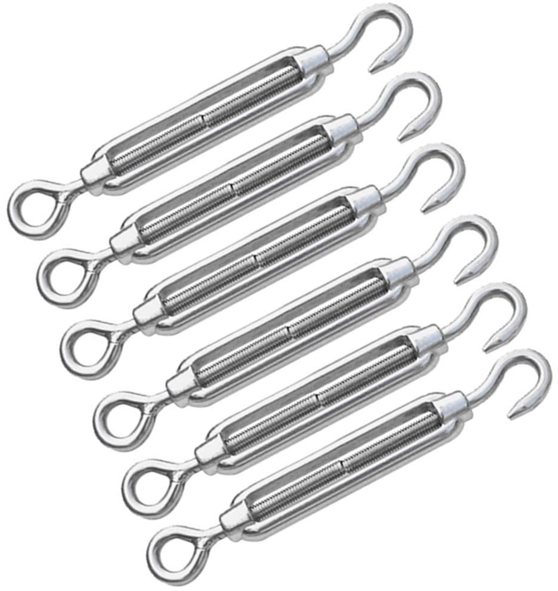 Spanschroeven met haak en oogje, draadspanner, roestvrij staal, verstelbare spansluiting, kabelspanner, zonnezeil accessoires