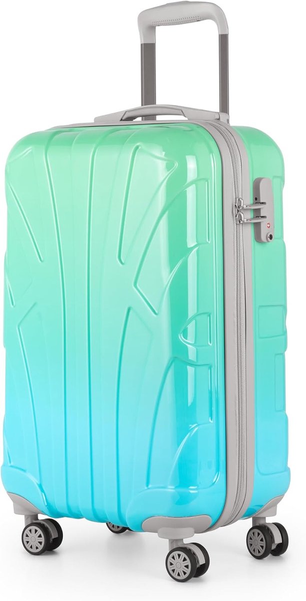 Handbagage koffer 55 x 35 x 20 cm (34 L) ABS harde schaal met polycarbonaat coating TSA slot 4 dubbele wielen telescopische handgreep, Northern Lights