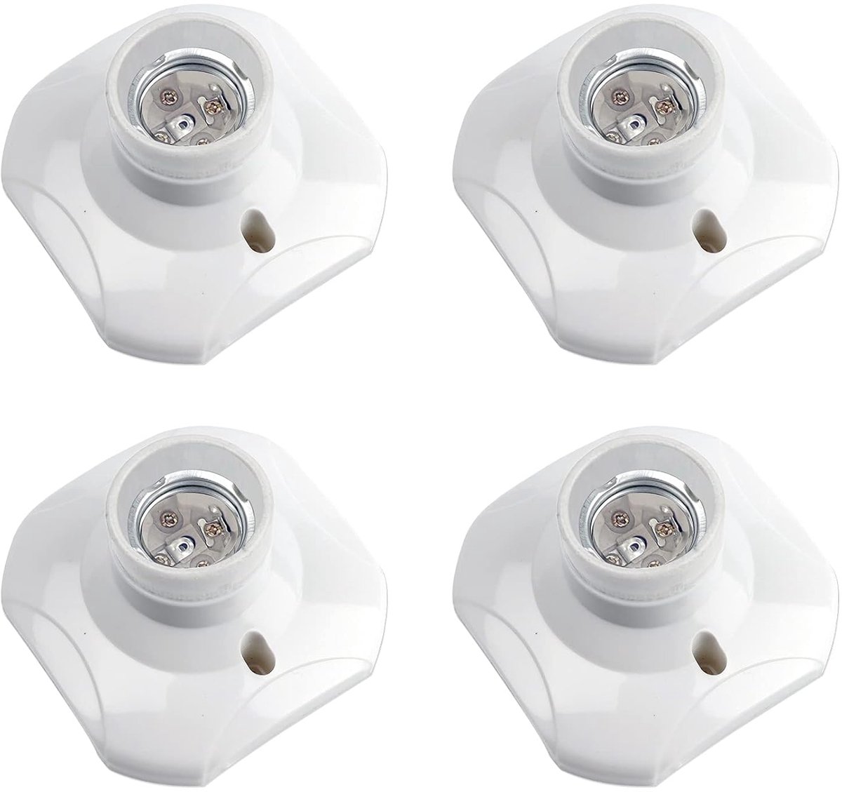 E27 Om Te Schroeven, Garagefitting, AC 220-240 V, Houder Voor Ledlamp, Basis Plafondlamp, Lampvoet Van Kunststof, Wit, Voor Wandlamp, 4 Stuks
