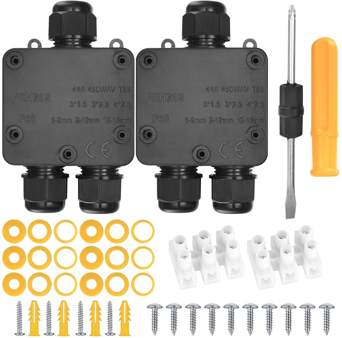 IP68 Junction Box, 3-Weg Externe Aansluitdoos, Kabelconnector voor Binnen en Buiten 4 mm-14 mm - Zwart