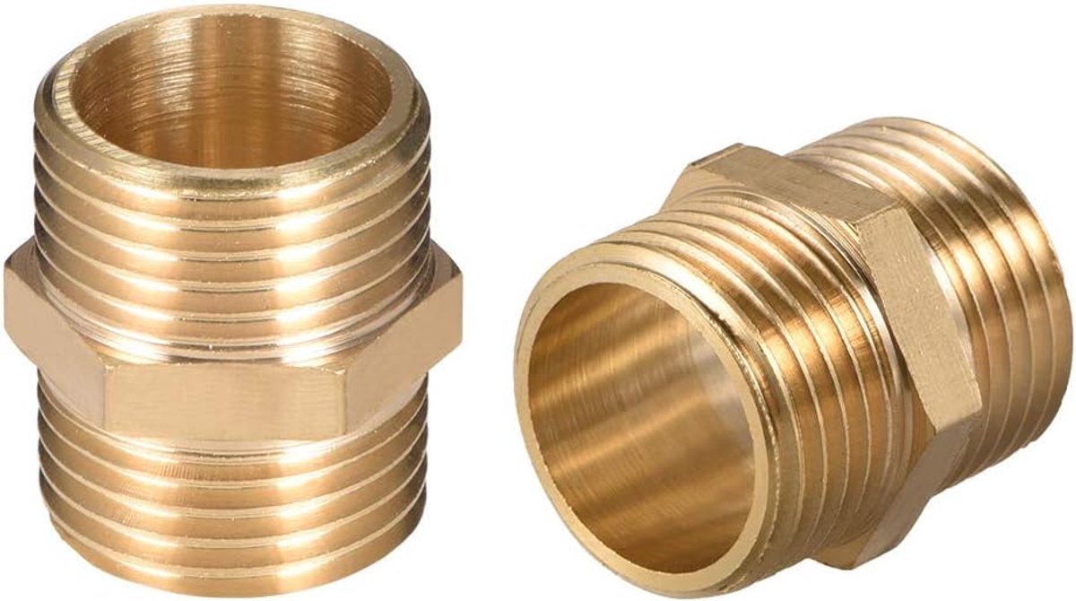 sourcing map 4 stuks Messing buisfitting, zeskant nippel, buitendraad buis 1/2" x 1/2" G de