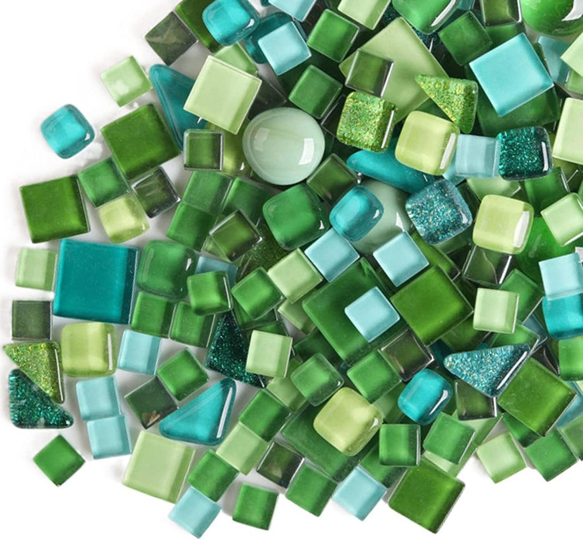 500g Onregelmatige Crystal Mozaïek Tegels, Kleine Deeltje Kleur Decal Kristal Glas Tegel DIY Hobby's Kinderen Handgemaakte Crystal Craft voor DIY Handgemaakte Decoratieve Materialen (Groene Serie)