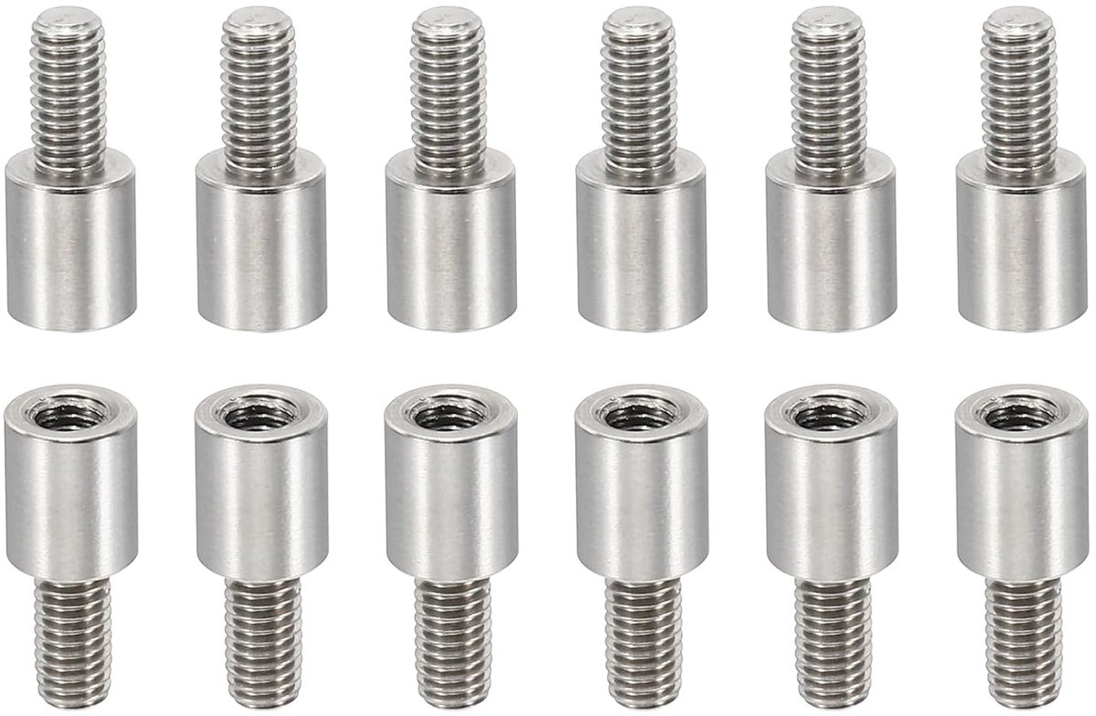 24 stuks M3 afstandhouders, M3 6+6 mm afstandhouders stalen afstandhouders met schroefdraad 3 mm ID 5 mm OD metrische mannelijke vrouwelijke draadadapters voor printplaat PCB RC drones