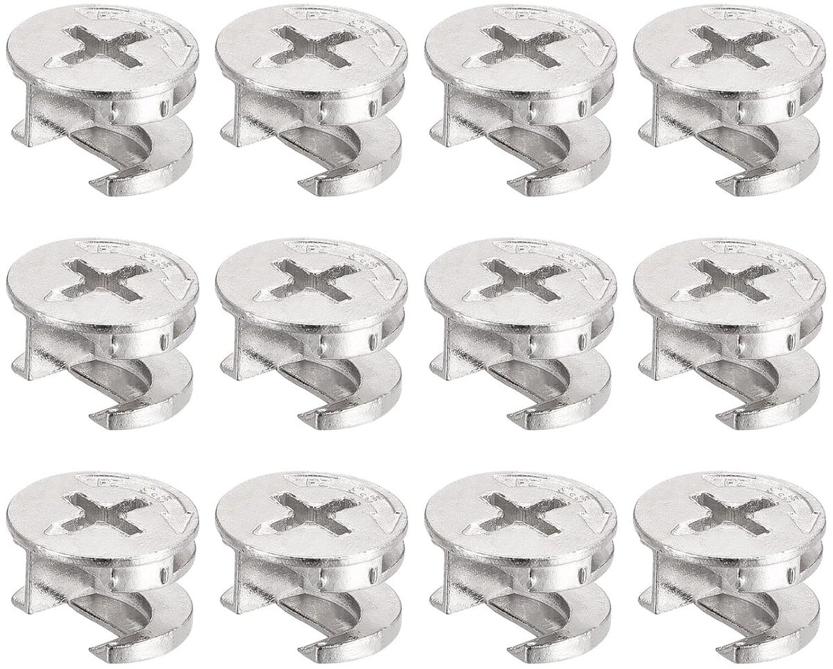 sourcing map Nokkenbouten voor meubels, 12 stuks, 14,6 x 9,5 mm, afdichting, verbindingsstuk, vergrendeling, moeren, meubels, nokkenverbinding, accessoires