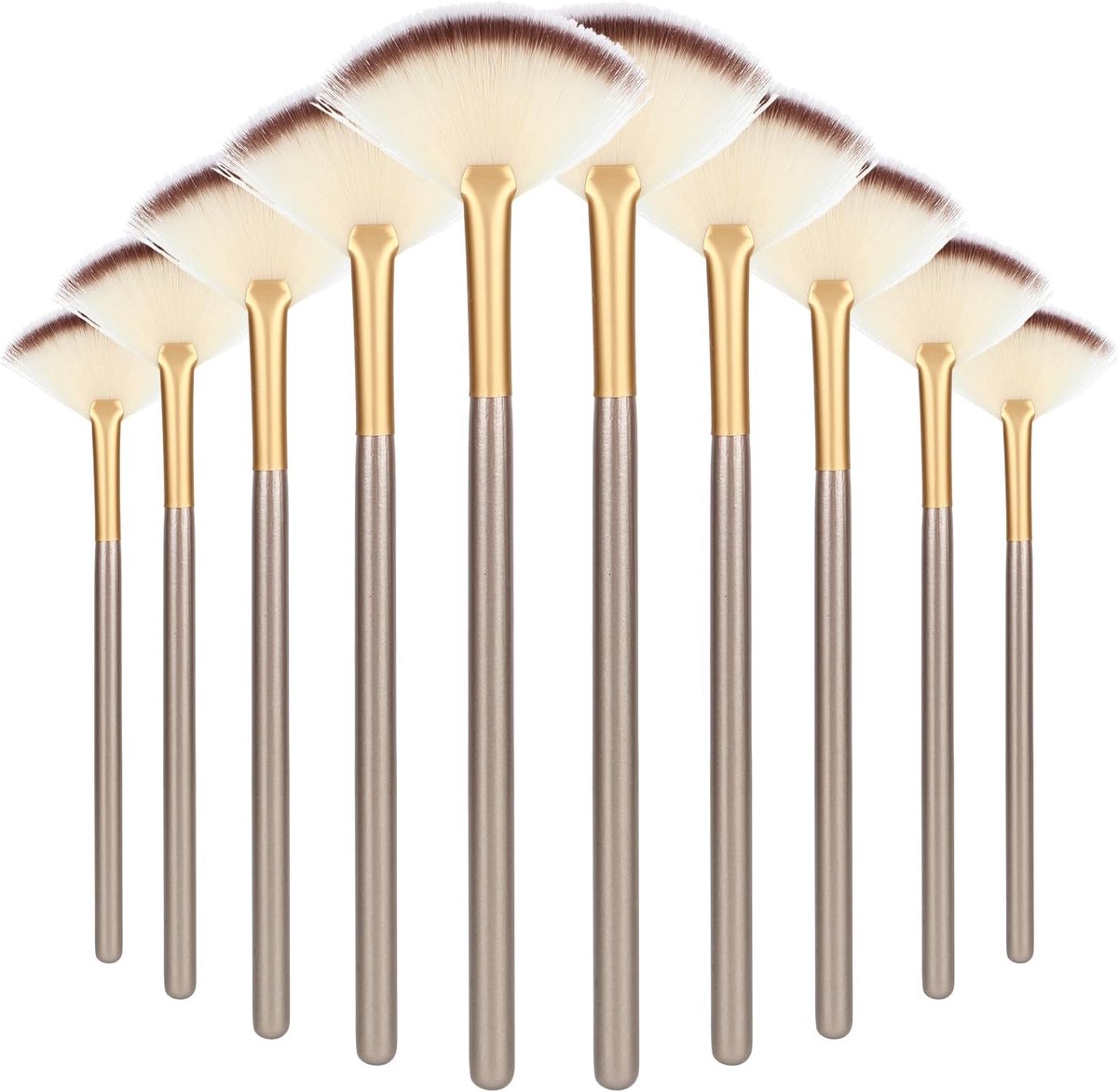 10 delige ventilatorborstels voor gezichtsbehandelingen, ultraslanke, zachte gezichtsventilator met comfortabele houten handgreep voor masker Moddercrème Make-up Schoonheidsspecialiste