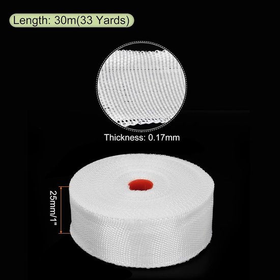 Weefseltape glasvezel netweefsel geweven glasvezelstoffen isolatietape 30 m (33 yard) x 25 mm x 0,17 mm voor versterking en reparatie — afbeelding 4
