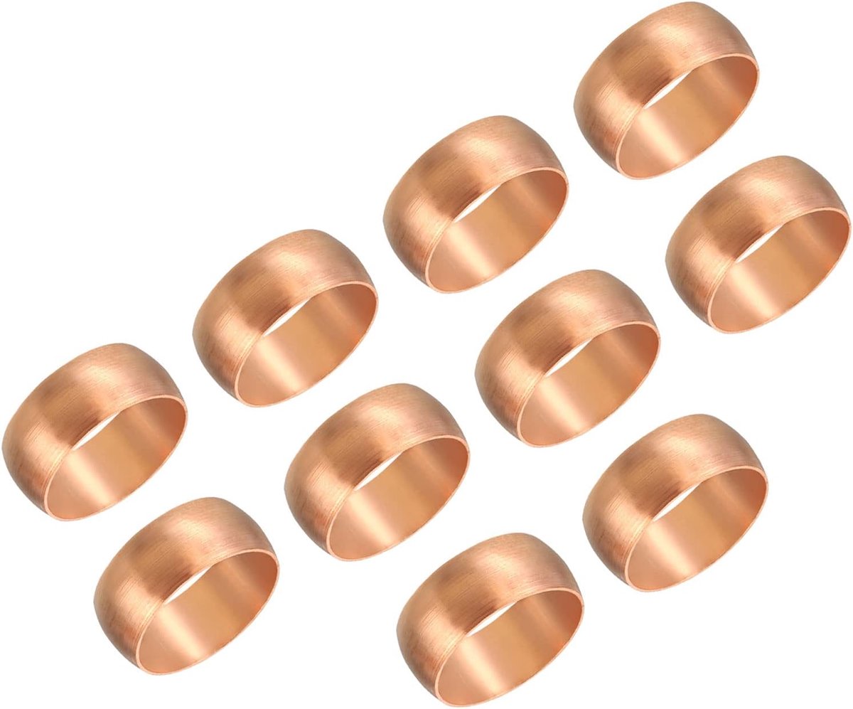 15mm buis OD compressie mouwen adereindhulzen, 10 Pack koperen metalen kap montage compressie fitting assortiment kit voor lucht water gas