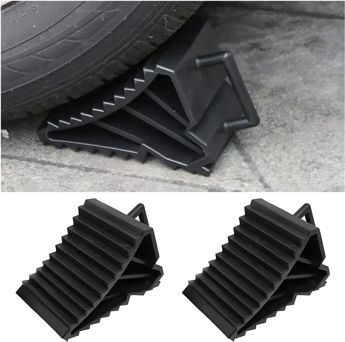 2 stuks wiggen voor aanhangers, wielwig voor auto, wielwiggen met handgreep, remhouder, kunststof wig met handvat voor auto, aanhanger, caravan, camper