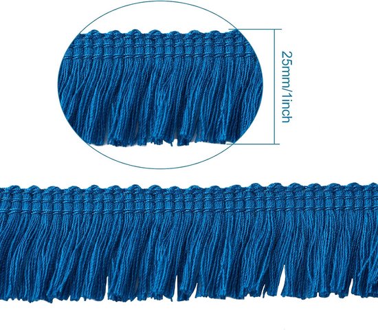 Blauwe franje kwastje trim 6,35 cm x 24,6 meter polyestervezel franje trim voor naaien, quilten, DIY, huisdecoratie — afbeelding 2