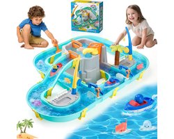 Meedeer Waterbaan-Waterspeelgoed Voor Kinderen Buiten-Watertafel met Boten,Hengel en Dierfiguren-Zomerspeelgoed voor Tuin en Strand