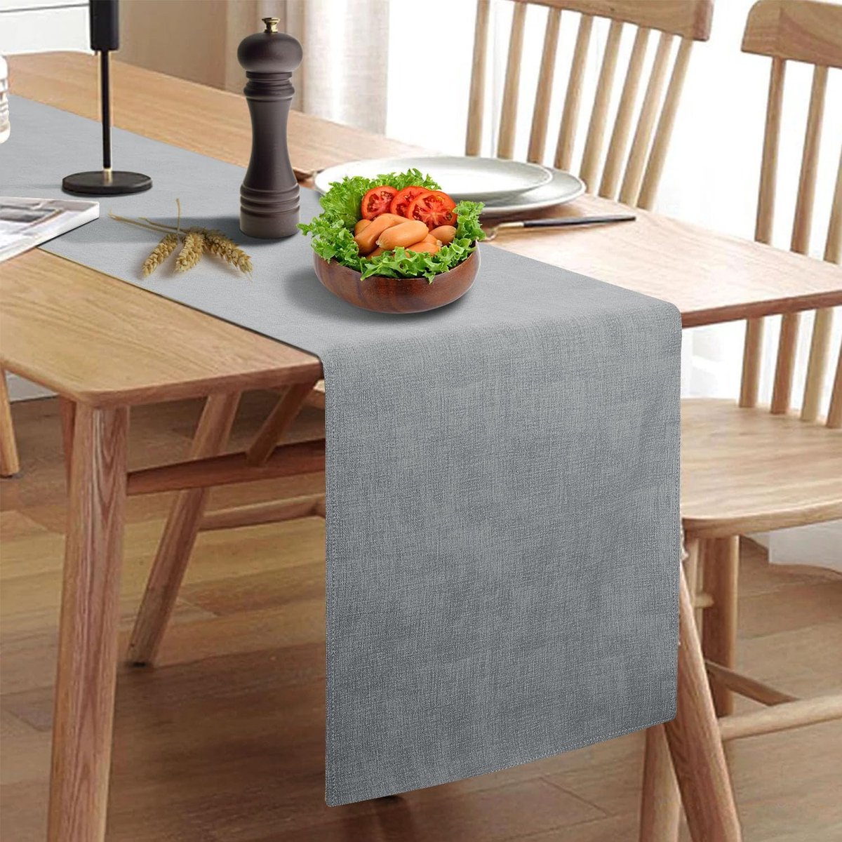 Tafellopers, Dikke Boerderijstijl Tafelband, Kastenrunner, Rustieke Tafelrunner voor Keuken, Eetkamer, Slaapkamer, Woonkamer(92cm, Grijs)