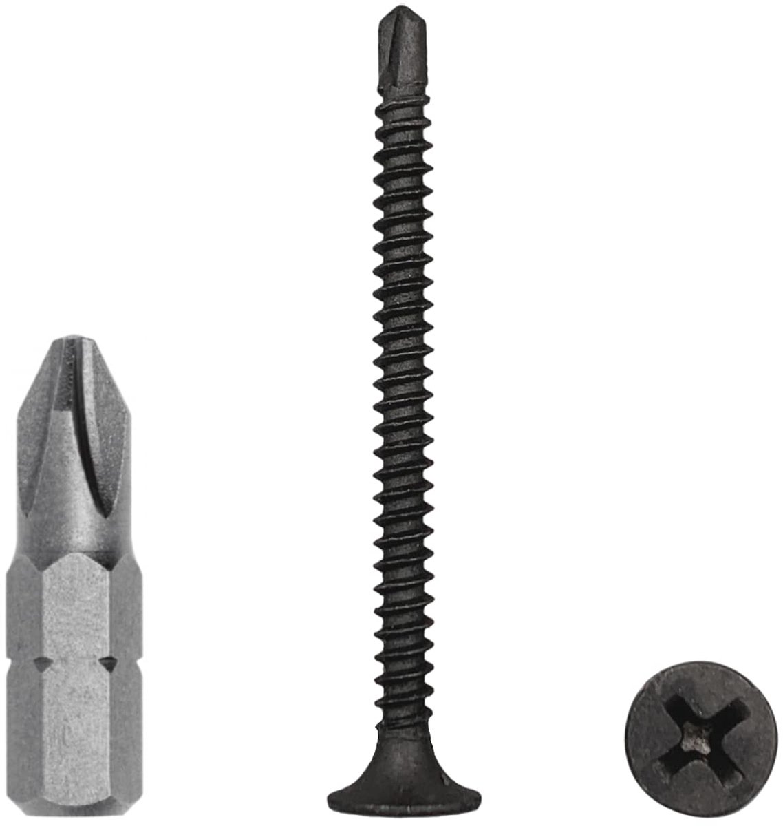 (Pack van 50 stuks) gipsplaten zwart fosfaat koolstofstaal 3,5 x 45 mm schroeven, zelfborende plaatmetaalschroef, (PH) kruiskopkop (50, 3,5 x 45 mm)