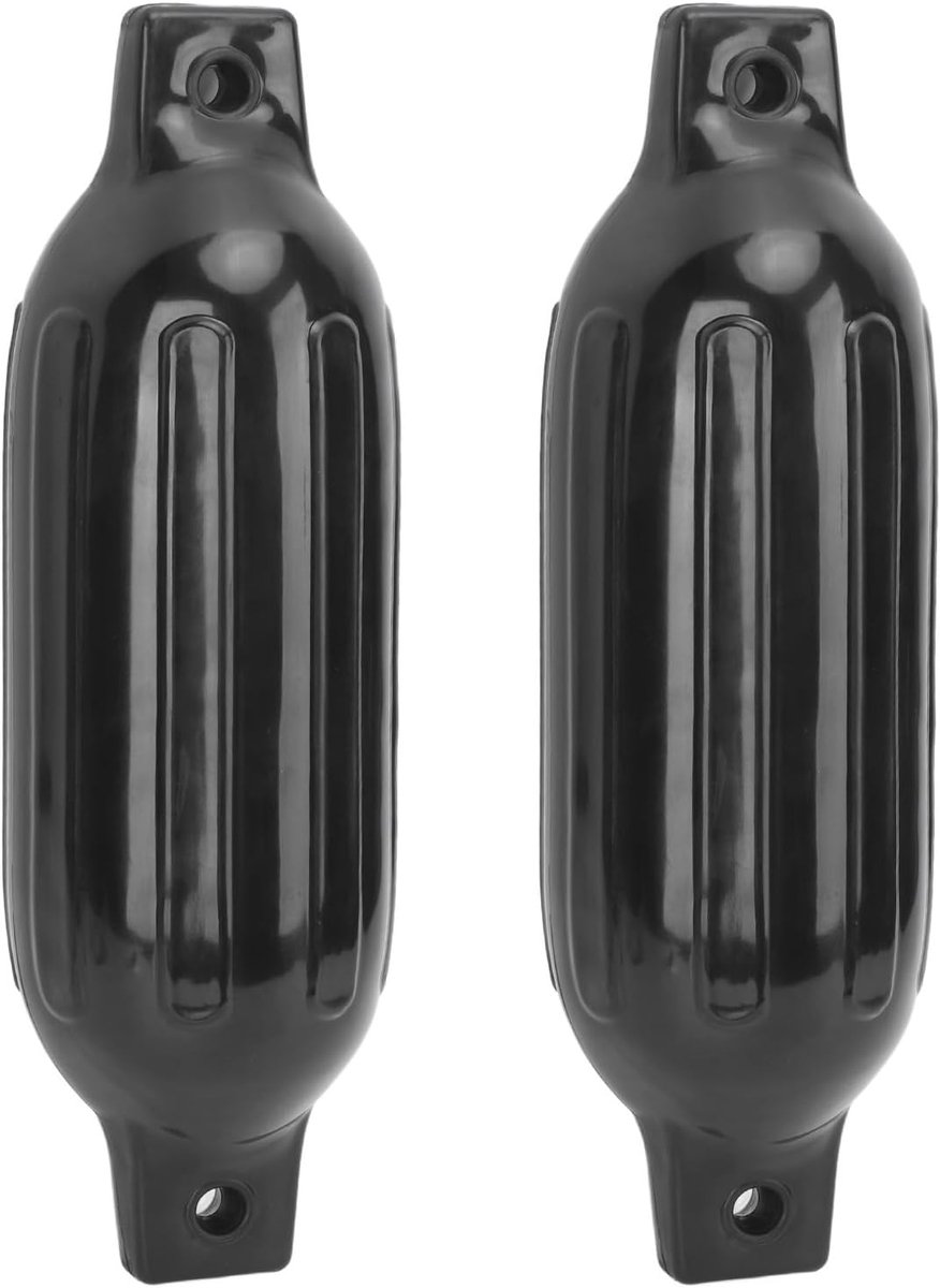 2 Stuks PVC Marine Dock Bumpers, Opblaasbare Geribbelde Boeien Bootbumper Zwart Voor Jachten Boten Vissersboten