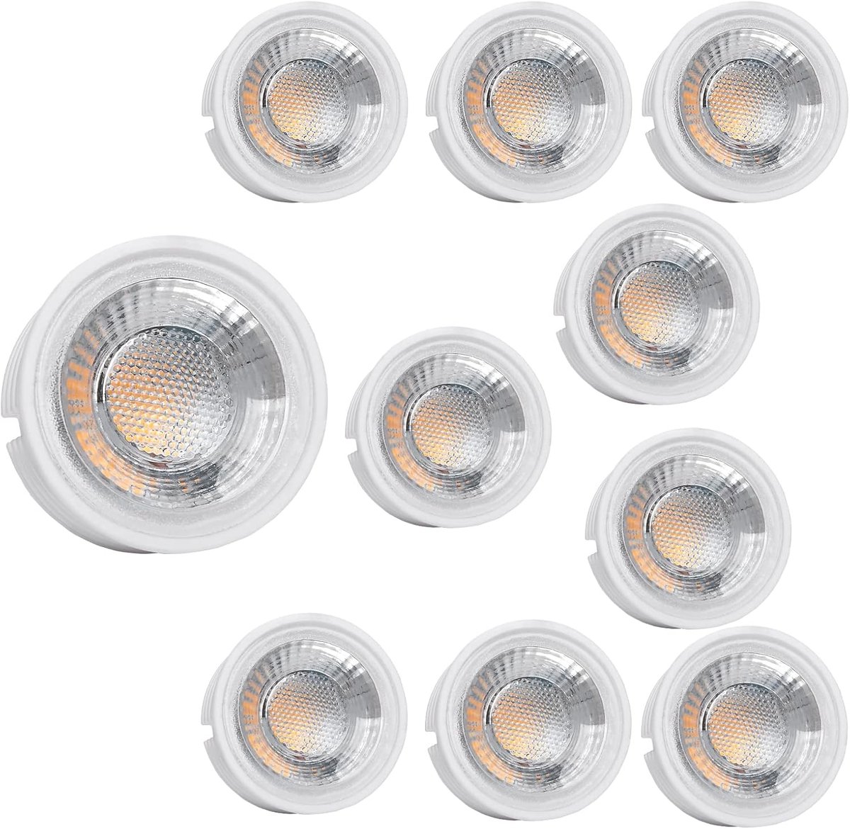 10x LED-module als GU10-vervanging – 5W 38° Dimbaar uit keramiek super vlak 230V – lichtbron voor inbouwspots lamp gloeilamp armatuur (Warmwit 3000K)