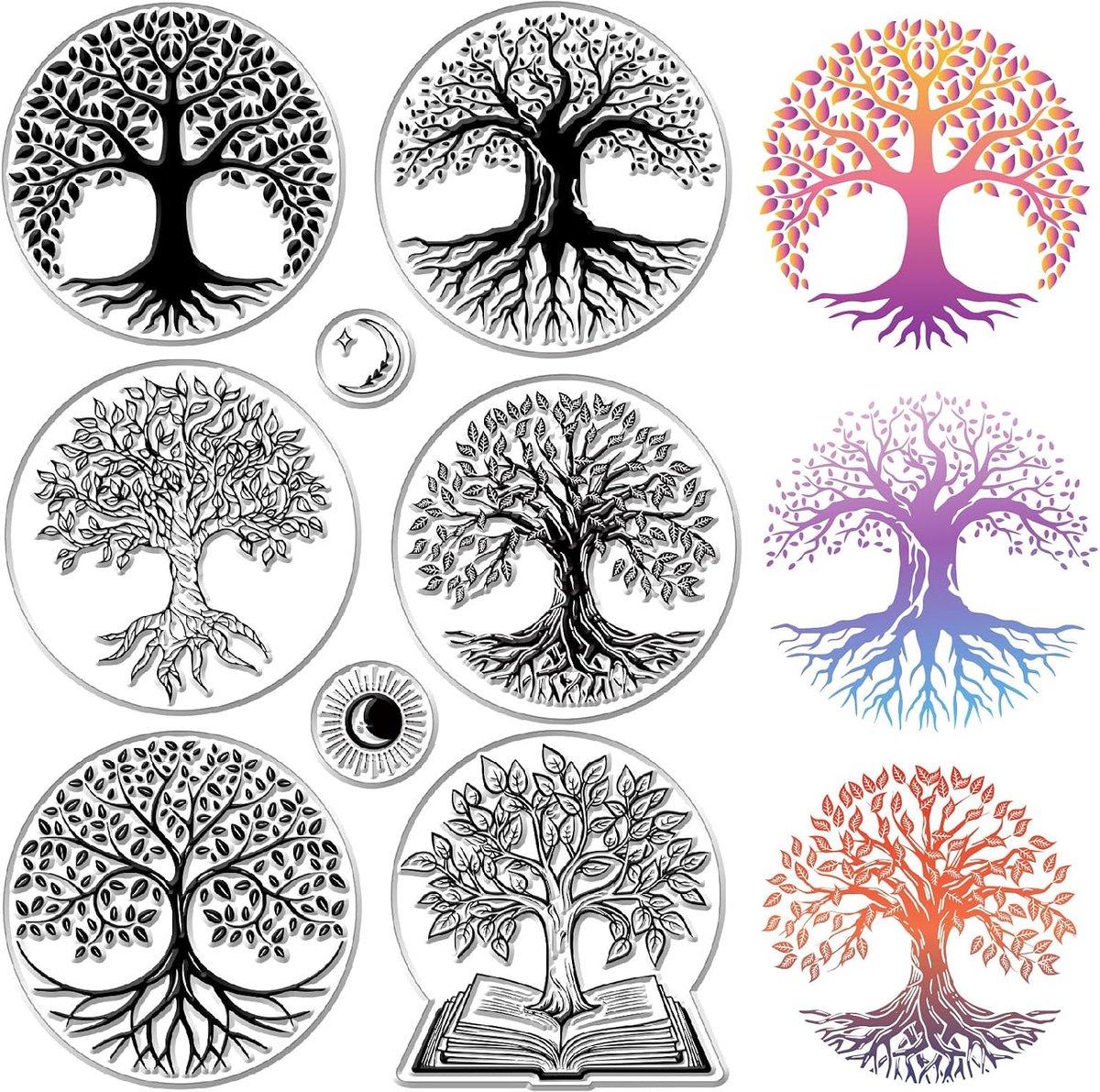 Tree of Life heldere stempels Maan herbruikbare postzegel Transparant siliconen stempels voor Journaling Kaarten maken Decor DIY Scrapbooking Filmkader Fotoalbum Decoratief