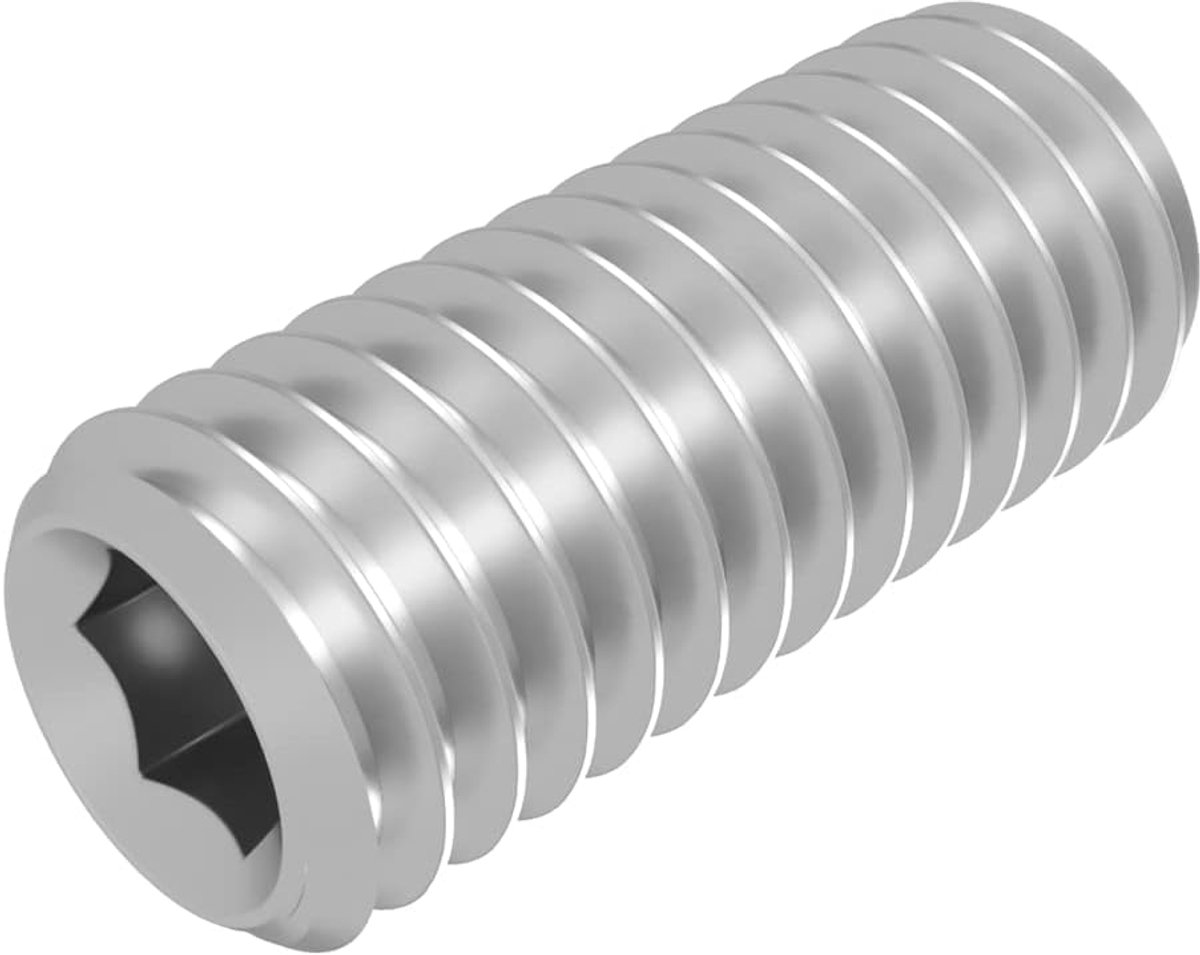 Schroefdraadstift met ringsnijkant M5 x 12 mm, roestvrij staal V2A VA A2, DIN 916 / ISO 4029, zeskant, 20 stuks