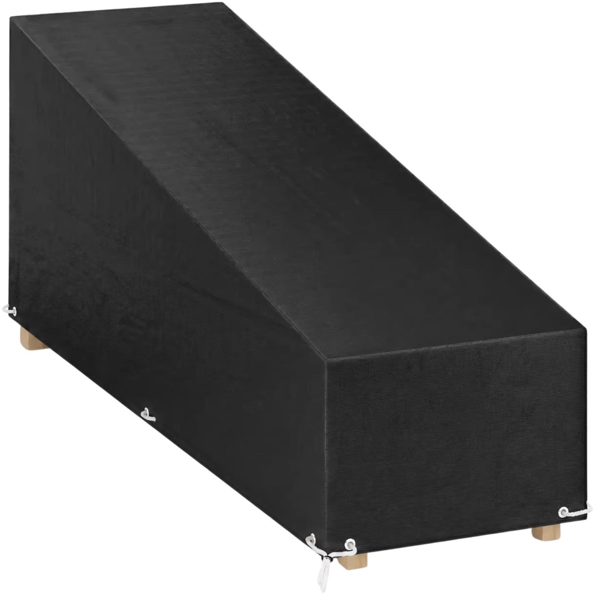 Happiq Zonnebankhoes 205 x 75 x 40 70 cm Zwart – Waterdicht & UV-Bestendig PE-Hoes- met 12 Ogen