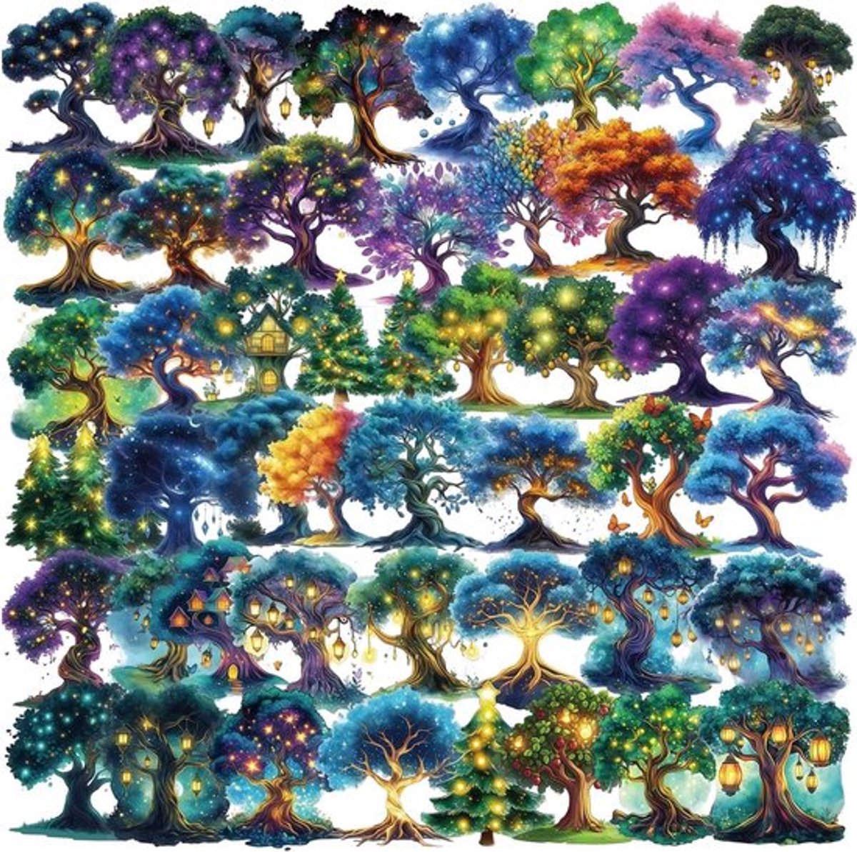 100 stuks Fantasie Boom Stickers voor Scrapbooken, Dagboeken, Waterflessen en Laptops - Creatieve Decoratie voor E-readers en Skateboards