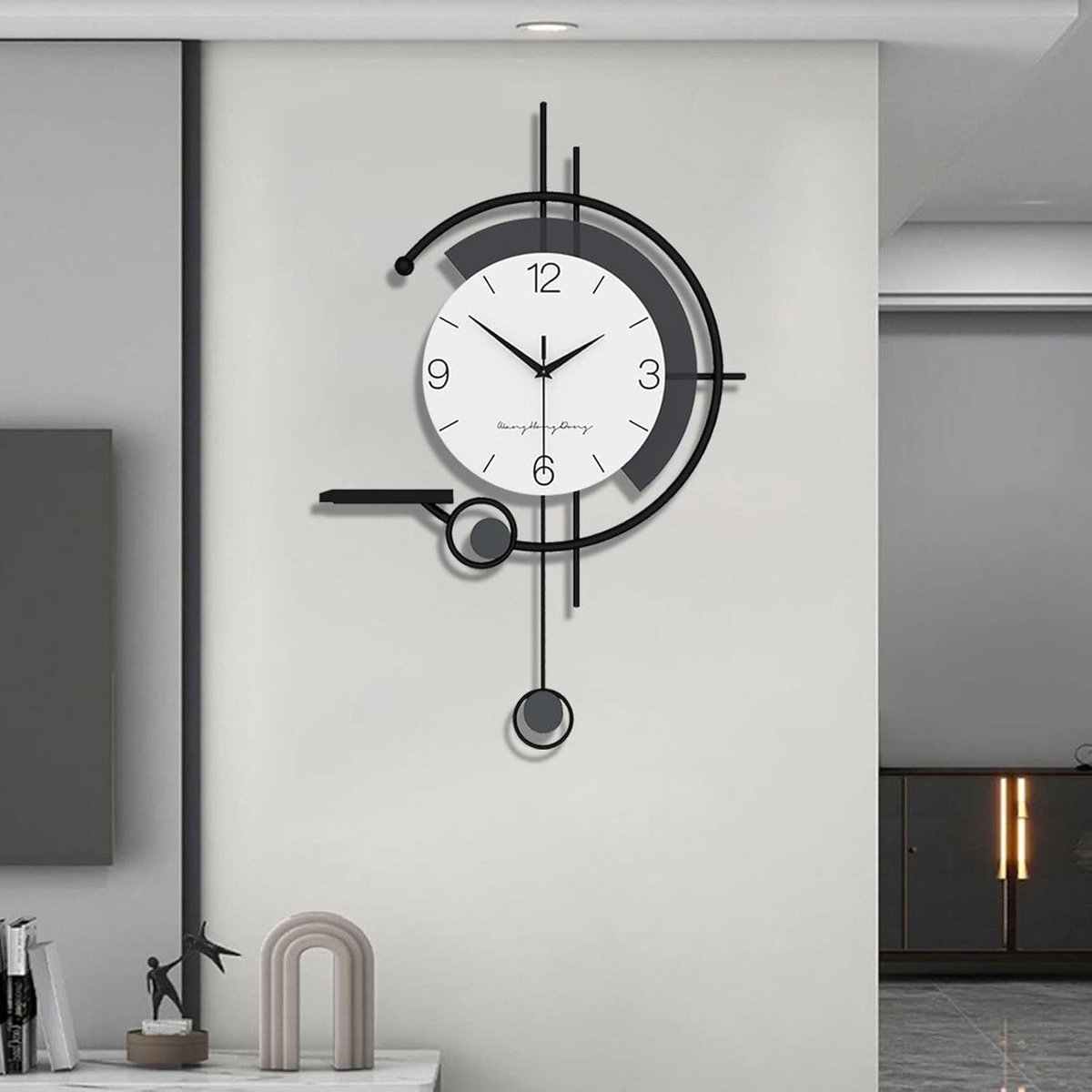 Wandklok Modern - Minimalistisch Design - Met Metalen Frame en Houten Wijzerplaat - Stil en Decoratief - SnelShoppen