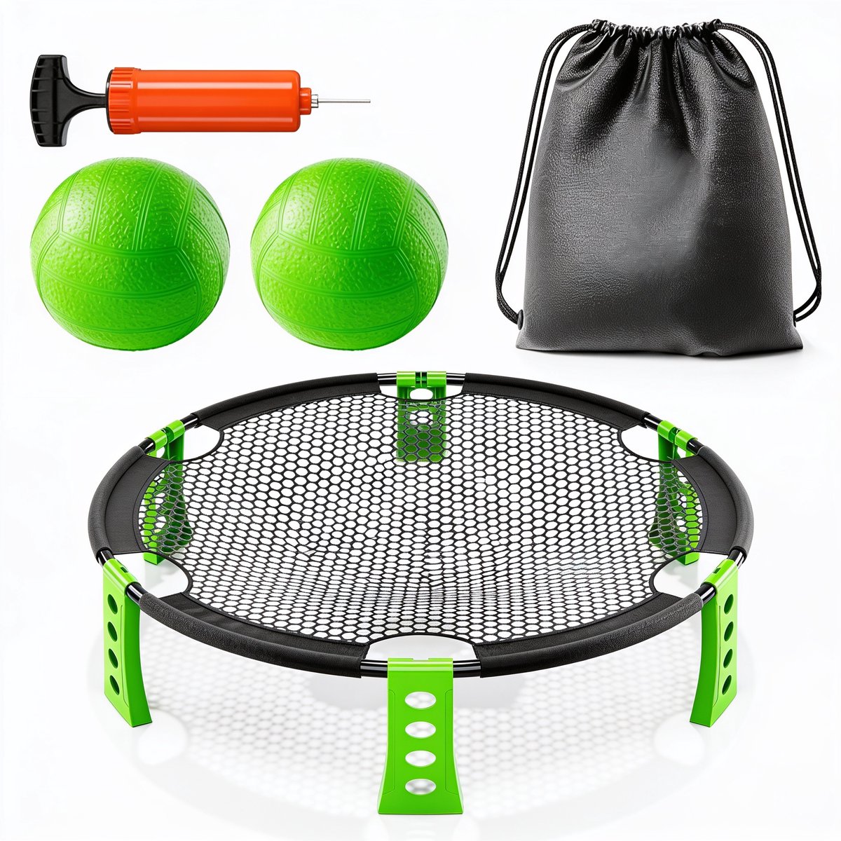 Roundnet Set – Complete Spikeball Set met 2 Ballen – Ball Spike Spel – Stevig en Snel Opgezet | Incl. Ballenpomp & Draagtas
