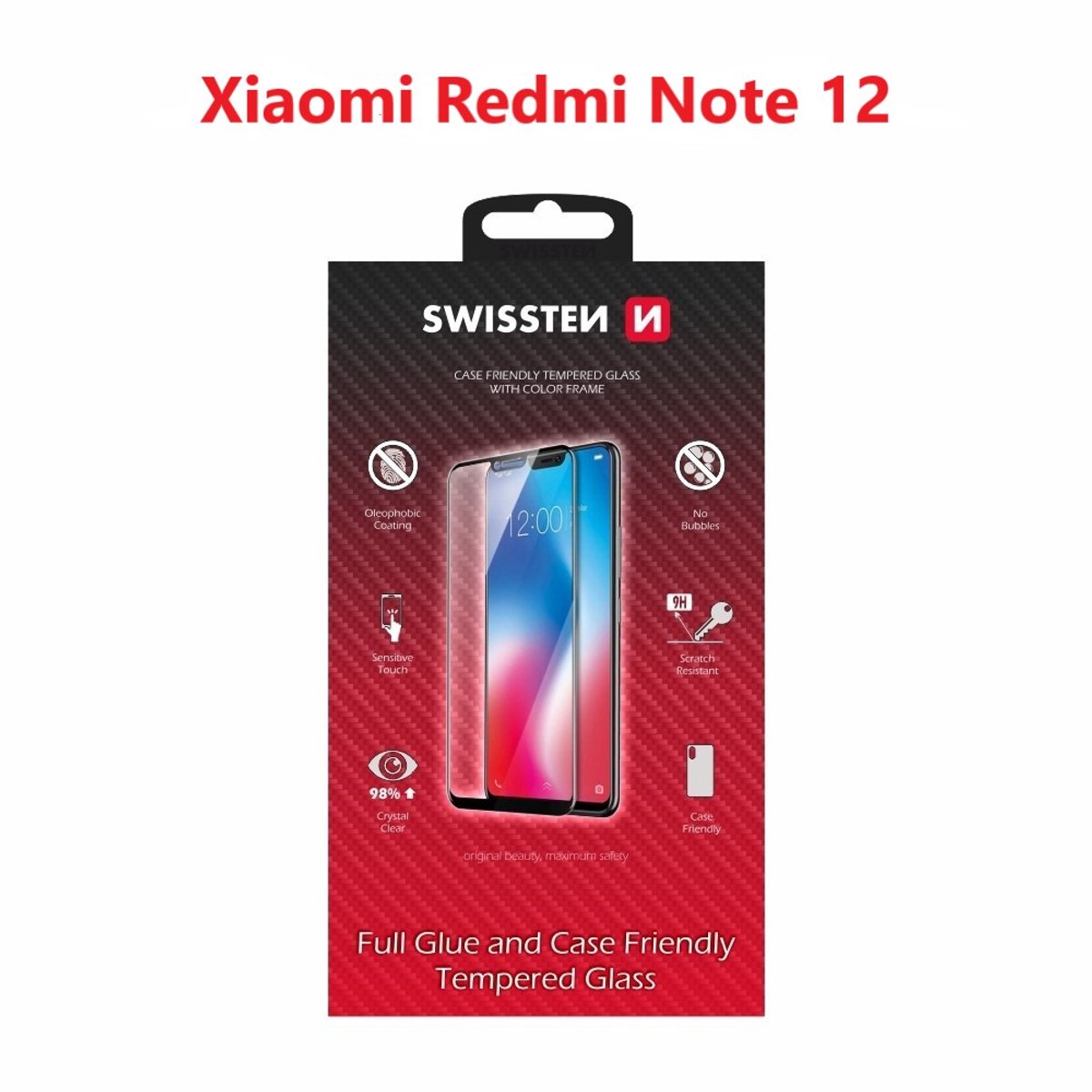 Swissten screenprotector - Geschikt voor Redmi Note 12 4G - Black
