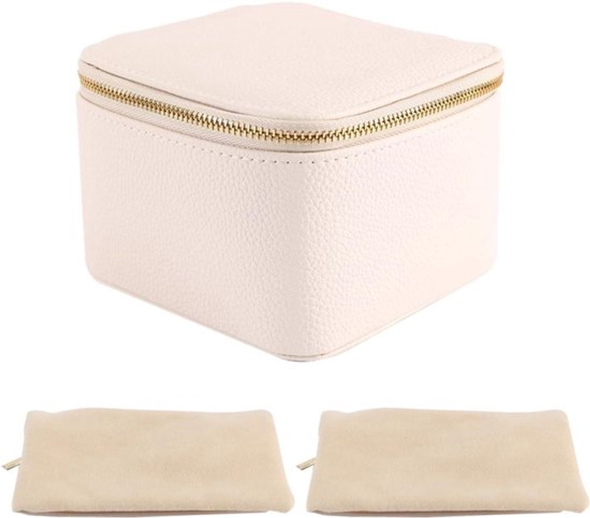 Sieradendoos met fluwelen zakjes - Opbergbox - Zwart - Voor ketting en ringen - Ruime opbergruimte - Geschikt voor cadeaus - Chique zwart design.