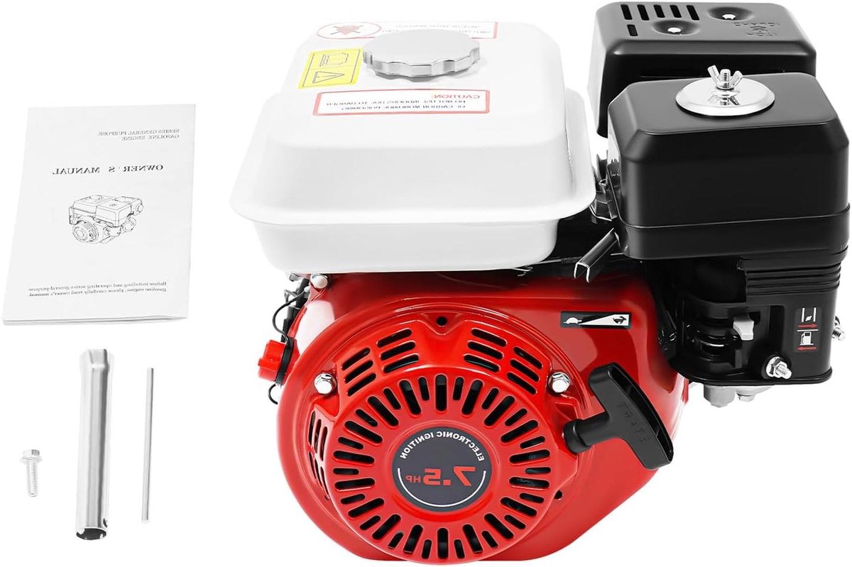 Benzinemotor 4-takt - Aandrijfmotor Kartmotor - Stroomvoorziening Buiten - OHV Motor met Oliealarm - 75 pk - Rood
