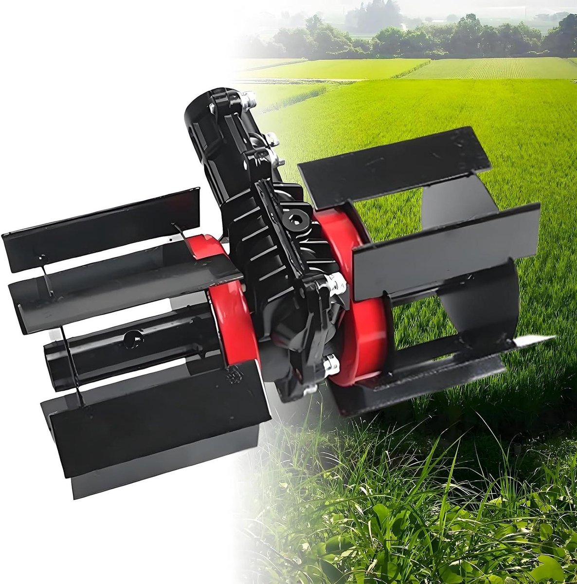 Wiel voor tuinfrees - Cultivator accessoire - Gazononderhoud - 9-tanden diepe ploegkop - 10 cm - Aluminium