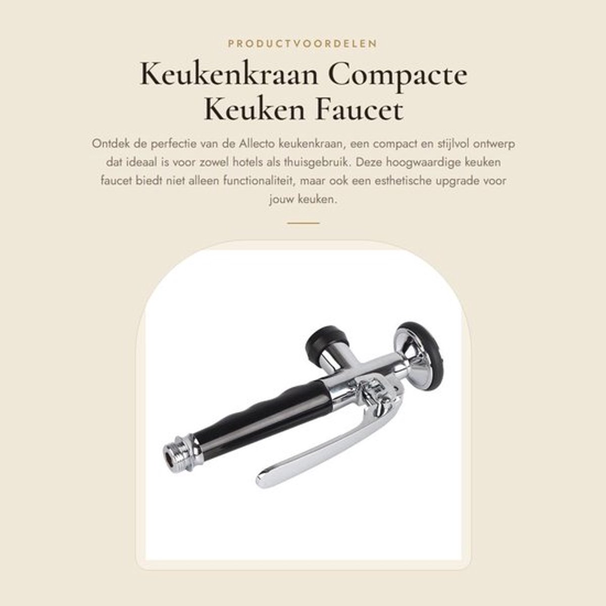 Keukenkraan - Compacte Keuken Faucet - Zelfreinigend - Zwart - Industrieel Design - Geschikt voor Hotel en Thuisgebruik