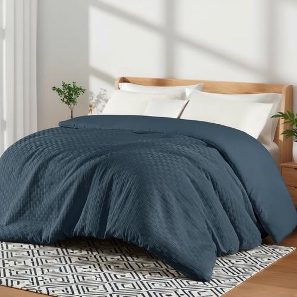 Arvion Dekbed 220x240 cm - Marineblauw - Heel Jaar Dekbed - Zacht en Ademend - 300 g/m²