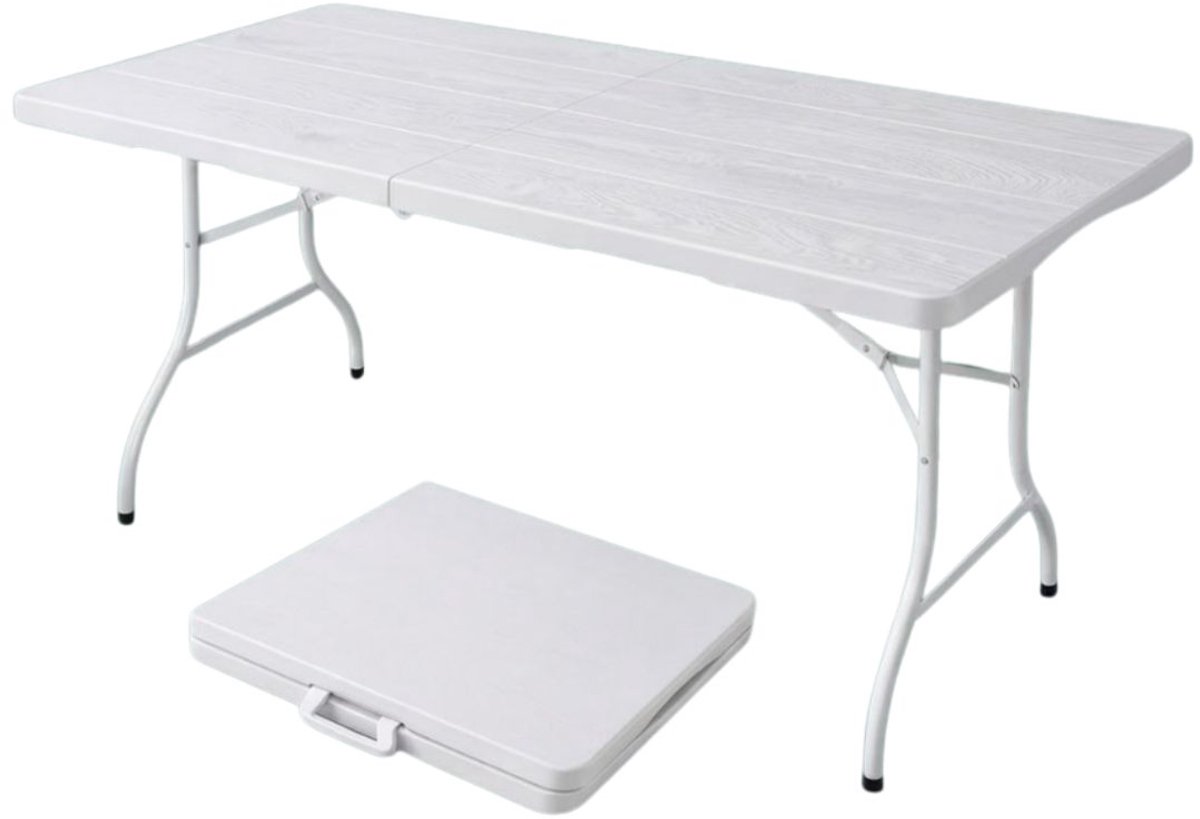 Livista Luxe Klaptafel 180x70 cm – Inklapbare Tafel - Opvouwbare Campingtafel & Stevige Tuintafel – Draagkracht tot 250 kg – Vouwtafel - Antislip en Weerbestendig -Handig voor Feest, Tuin of Camping - Wit