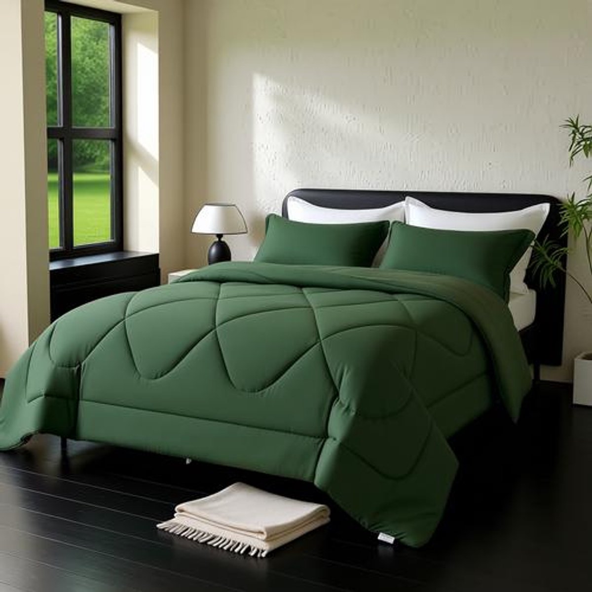 Arvion Omkeerbaar dekbed 4-seizoenen 200x200 cm kaki/donkergroen microvezel Oeko-Tex